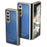 For Samsung Galaxy Z Fold4 5G Case PU Leather Coated PC Electroplated Phone Cover Built In Screen Protector - Blue - 1