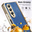 For Samsung Galaxy Z Fold4 5G Case PU Leather Coated PC Electroplated Phone Cover Built In Screen Protector - Blue - 4