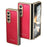 For Samsung Galaxy Z Fold3 5G Case PU Leather Coated PC Electroplated Phone Cover Built In Screen Protector - Red - 1