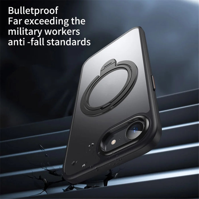 For iPhone 17e / 16e Phone Case Compatible with MagSafe Kickstand Matte Back Cover - Black - 3