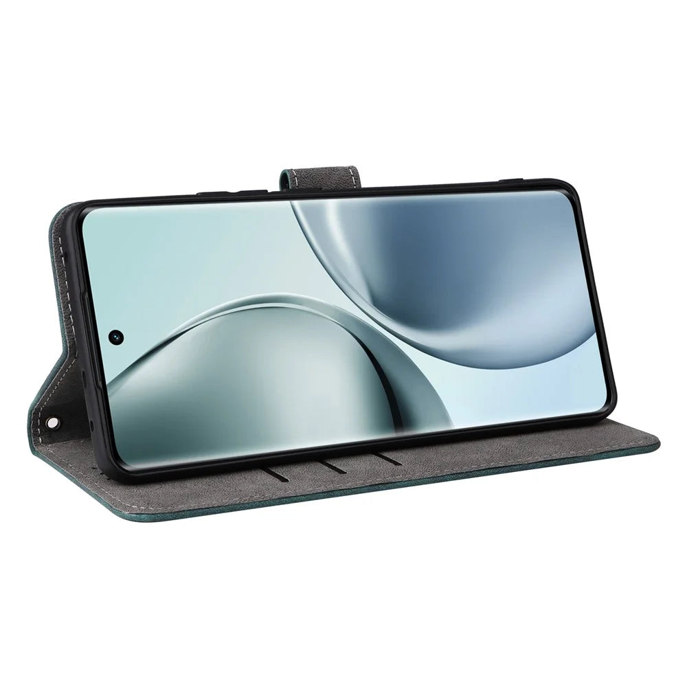 For Realme 14 Pro 5G Case Wallet RFID Blocking PU Leather Cover Viewing Stand - Green - 3