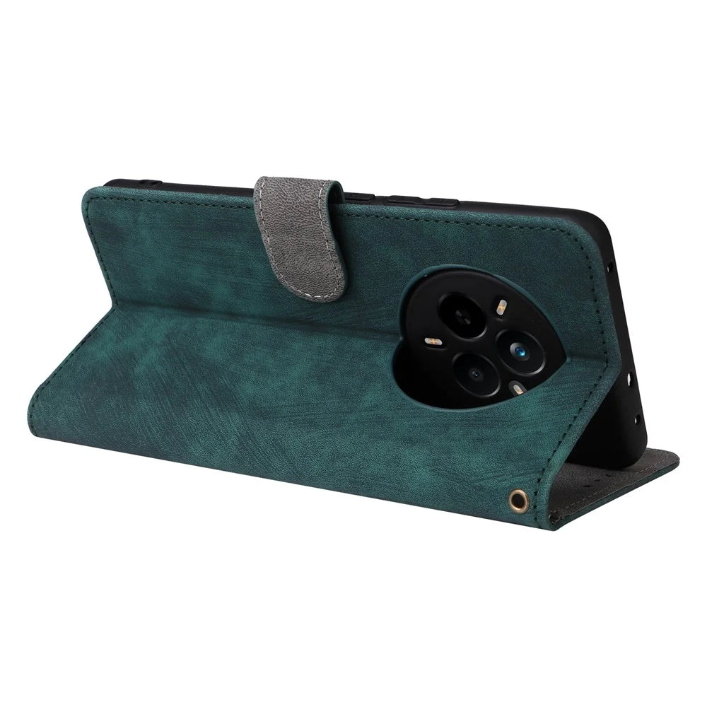 For Realme 14 Pro 5G Case Wallet RFID Blocking PU Leather Cover Viewing Stand - Green - 4