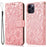 PU Leather Phone Case for iPhone 14 Pro Max, Imprinted Flower Pattern Stand Wallet Case with Strap - Pink - 1