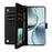 For Realme 14 Pro 5G Wallet Case with Shoulder / Wrist Strap Leather Phone Cover Stand - Black - 6