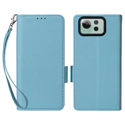 For Asus Zenfone 12 Ultra 5G Case with Wrist Strap Litchi Texture PU Leather Wallet Phone Cover - Baby Blue - 1