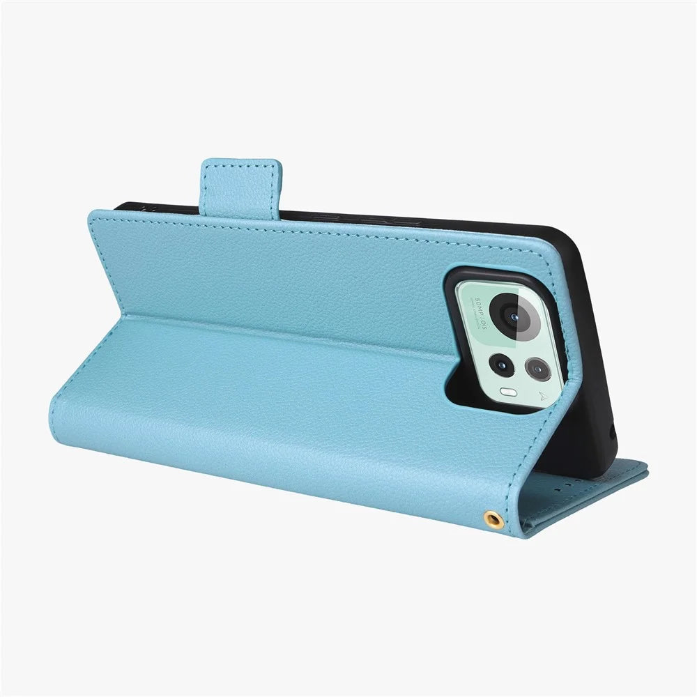 For Asus Zenfone 12 Ultra 5G Case with Wrist Strap Litchi Texture PU Leather Wallet Phone Cover - Baby Blue - 3