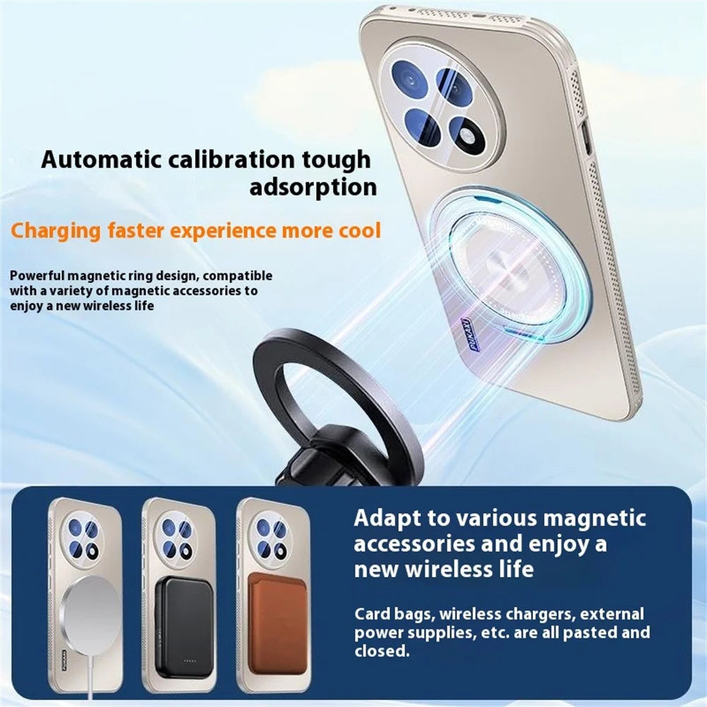For OnePlus Ace 5 5G Magnetic Case Kickstand TPU PC Heat Dissipation Phone Cover - Blue - 5