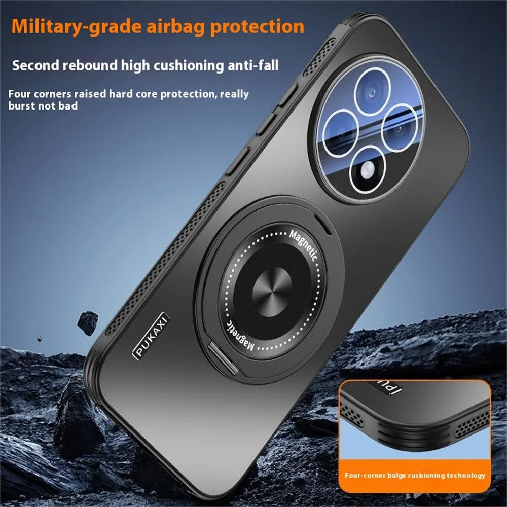 For OnePlus Ace 5 5G Magnetic Case Kickstand TPU PC Heat Dissipation Phone Cover - Blue - 7