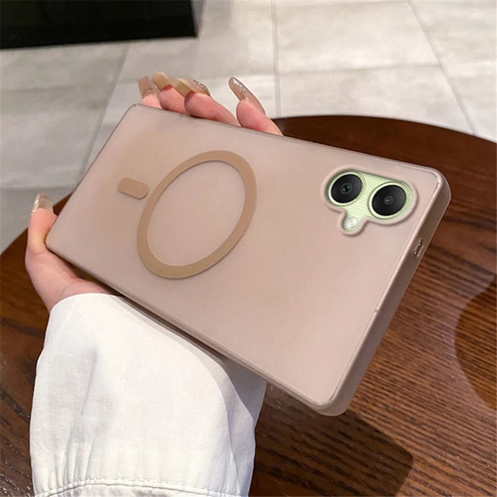 For Samsung Galaxy A06 4G Magnetic Case Frosted PC Phone Cover - Desert Gold - 2