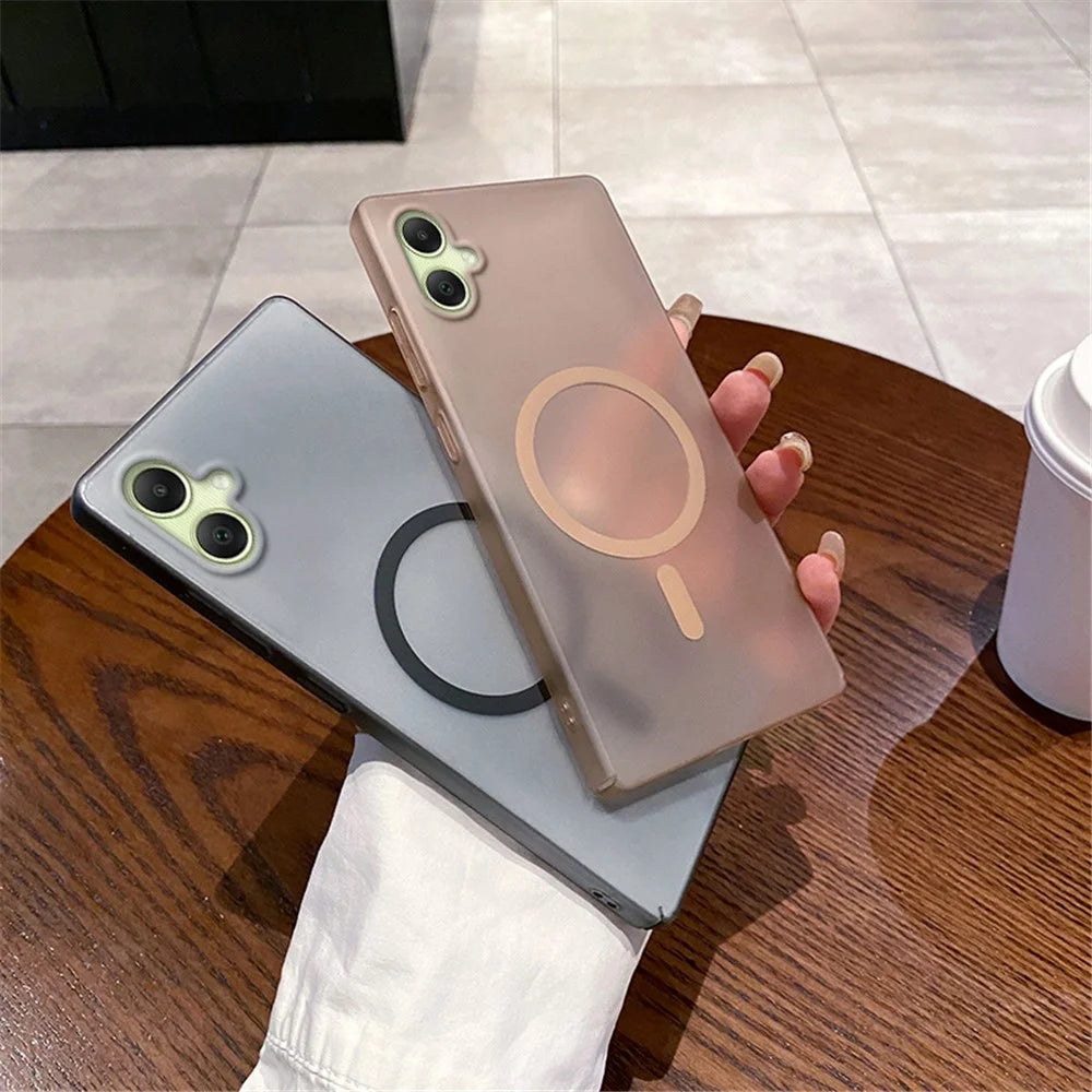 For Samsung Galaxy A06 4G Magnetic Case Frosted PC Phone Cover - Desert Gold - 4