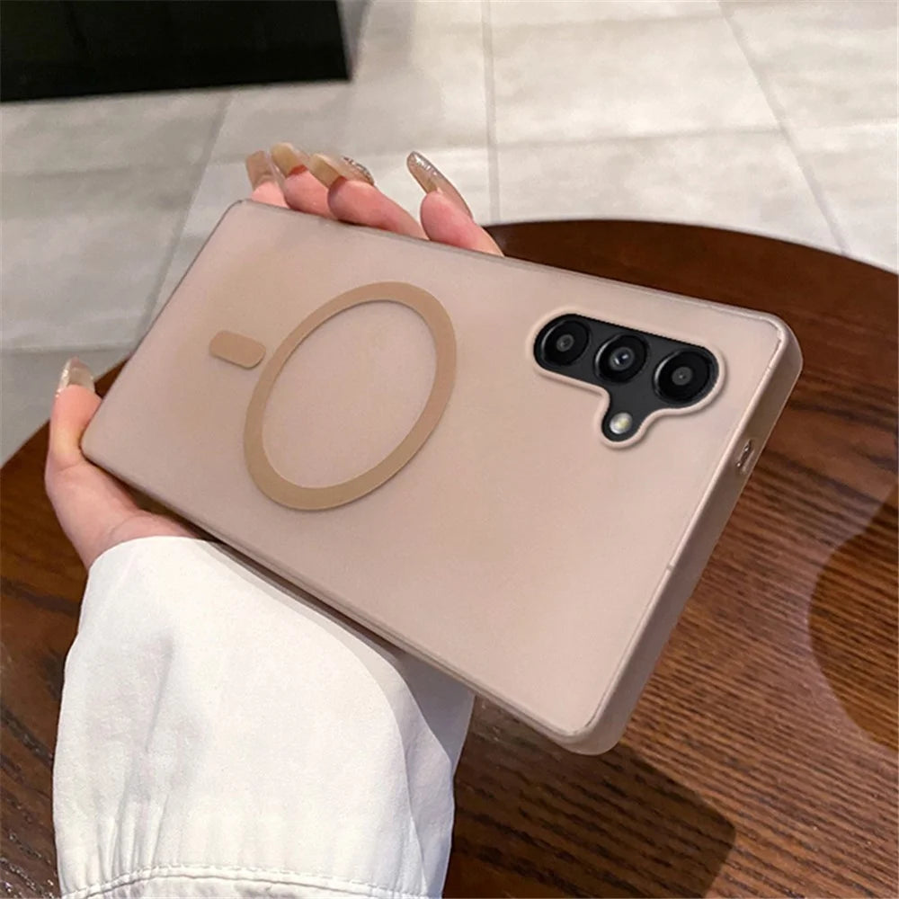 For Samsung Galaxy A15 4G / 5G Magnetic Case Frosted PC Phone Cover - Desert Gold - 2