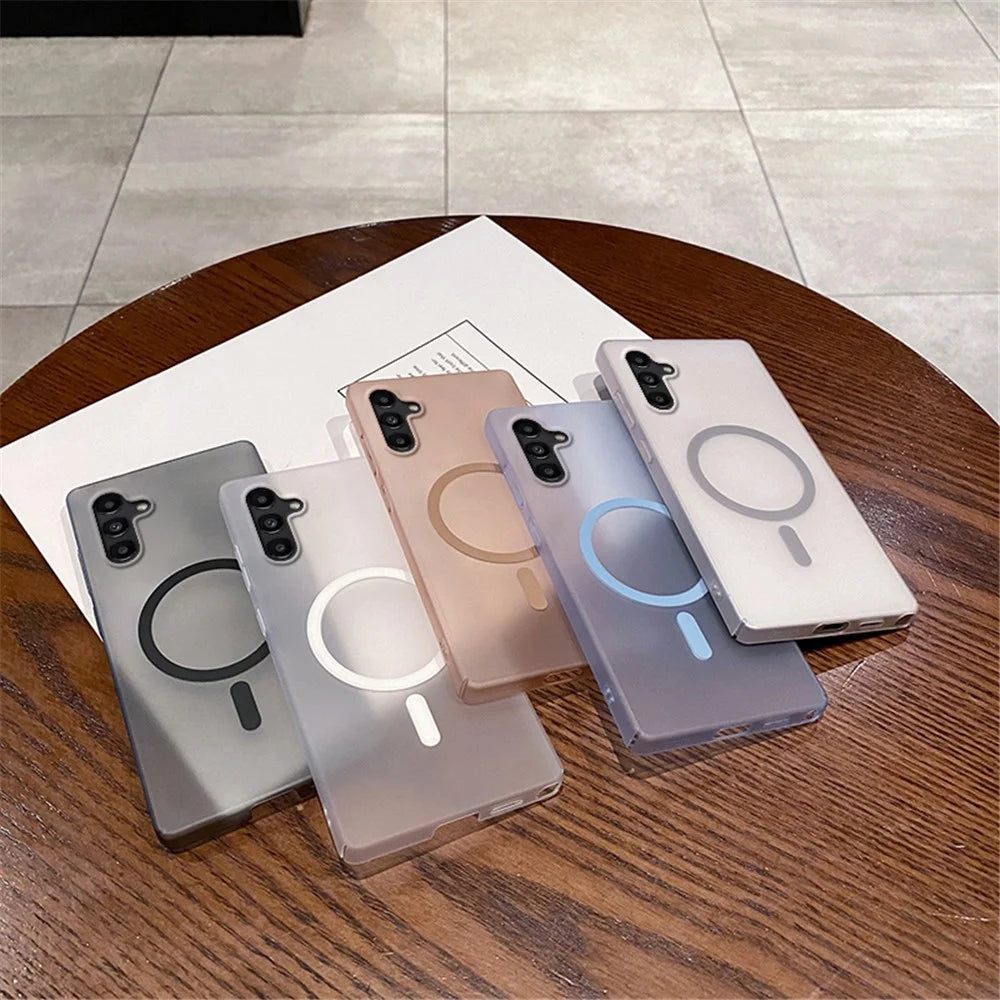 For Samsung Galaxy A15 4G / 5G Magnetic Case Frosted PC Phone Cover - Desert Gold - 7