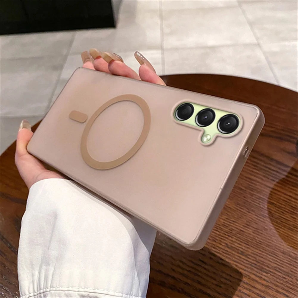 For Samsung Galaxy A16 4G / 5G Magnetic Case Frosted PC Phone Cover - Desert Gold - 2