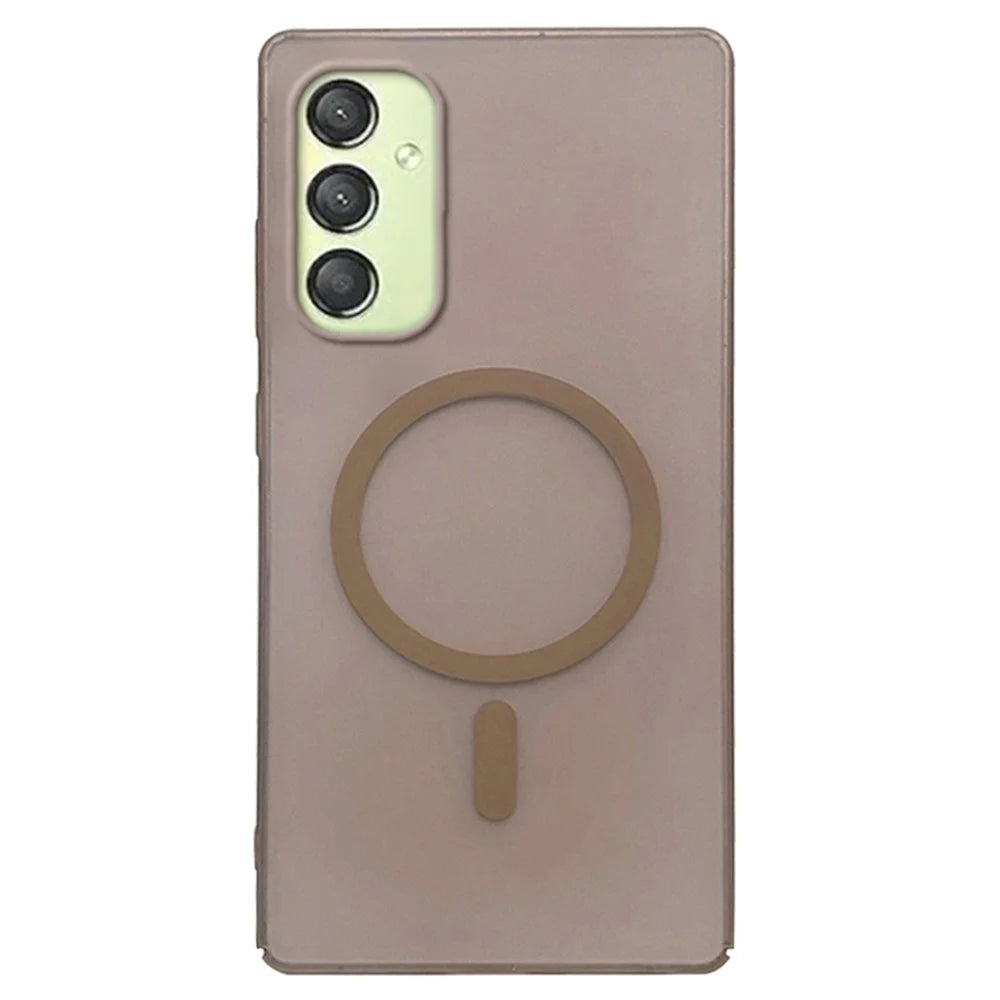 For Samsung Galaxy A25 5G (Global) (161mm) Magnetic Case Frosted PC Phone Cover - Desert Gold - 1