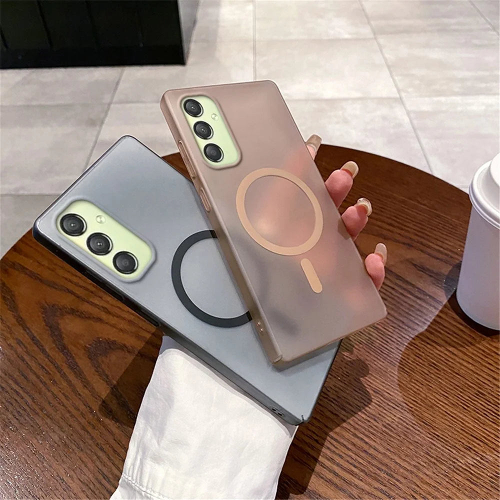 For Samsung Galaxy A25 5G (Global) (161mm) Magnetic Case Frosted PC Phone Cover - Desert Gold - 4