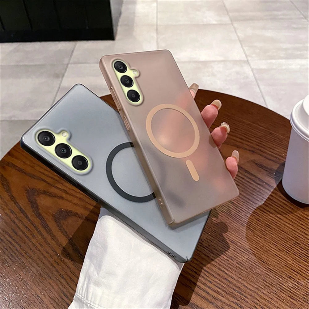 For Samsung Galaxy A26 5G Magnetic Case Frosted PC Phone Cover - Desert Gold - 4