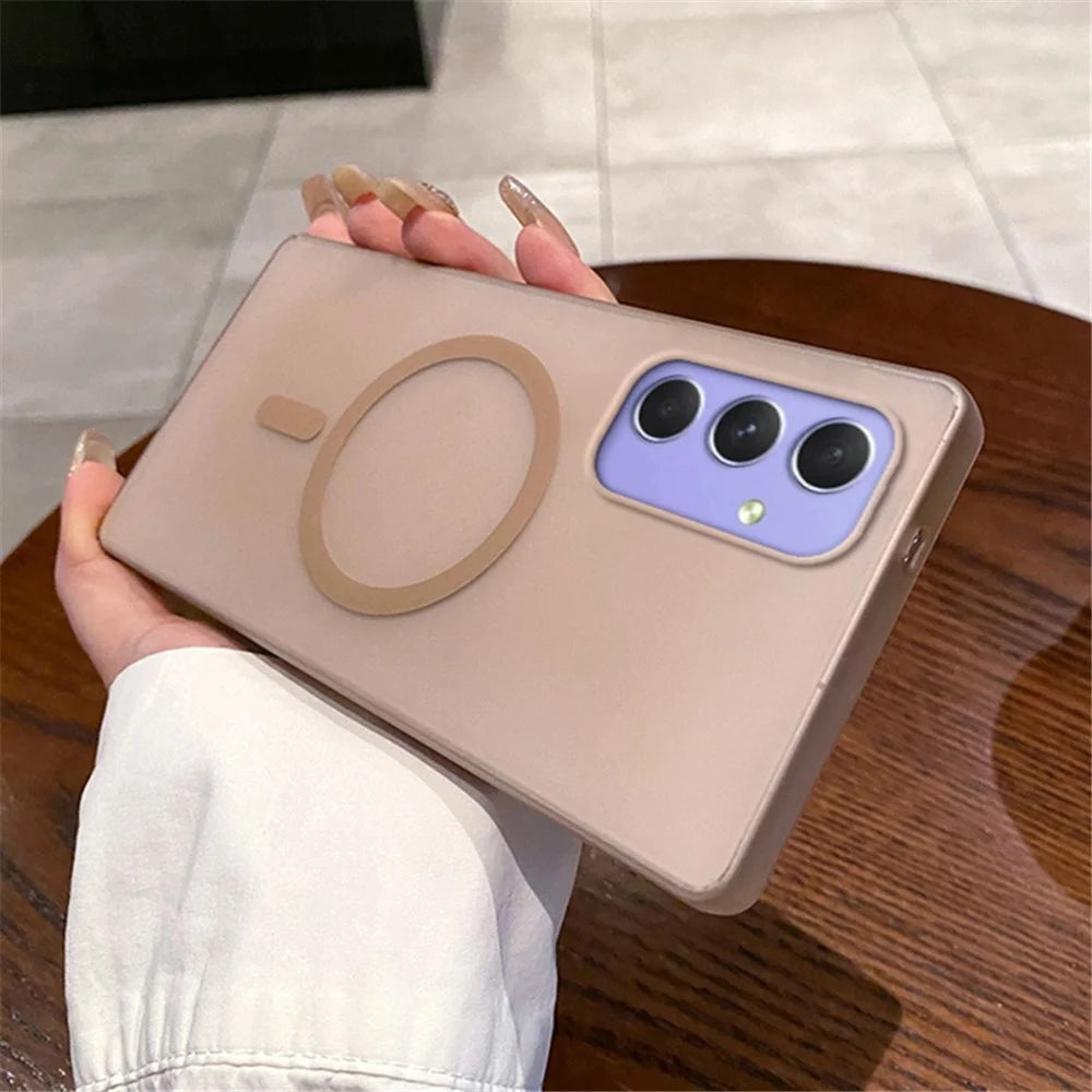 For Samsung Galaxy A55 5G Magnetic Case Frosted PC Phone Cover - Desert Gold - 2
