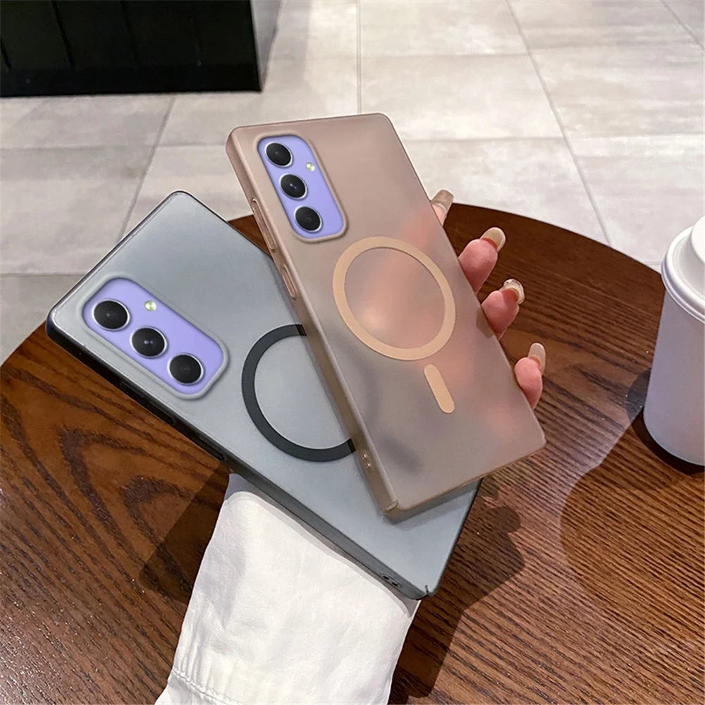 For Samsung Galaxy A55 5G Magnetic Case Frosted PC Phone Cover - Desert Gold - 4