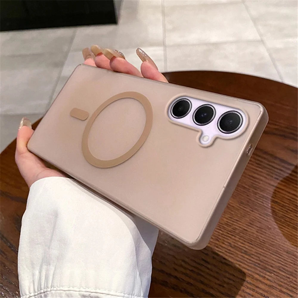 For Samsung Galaxy A56 5G Magnetic Case Frosted PC Phone Cover - Desert Gold - 2