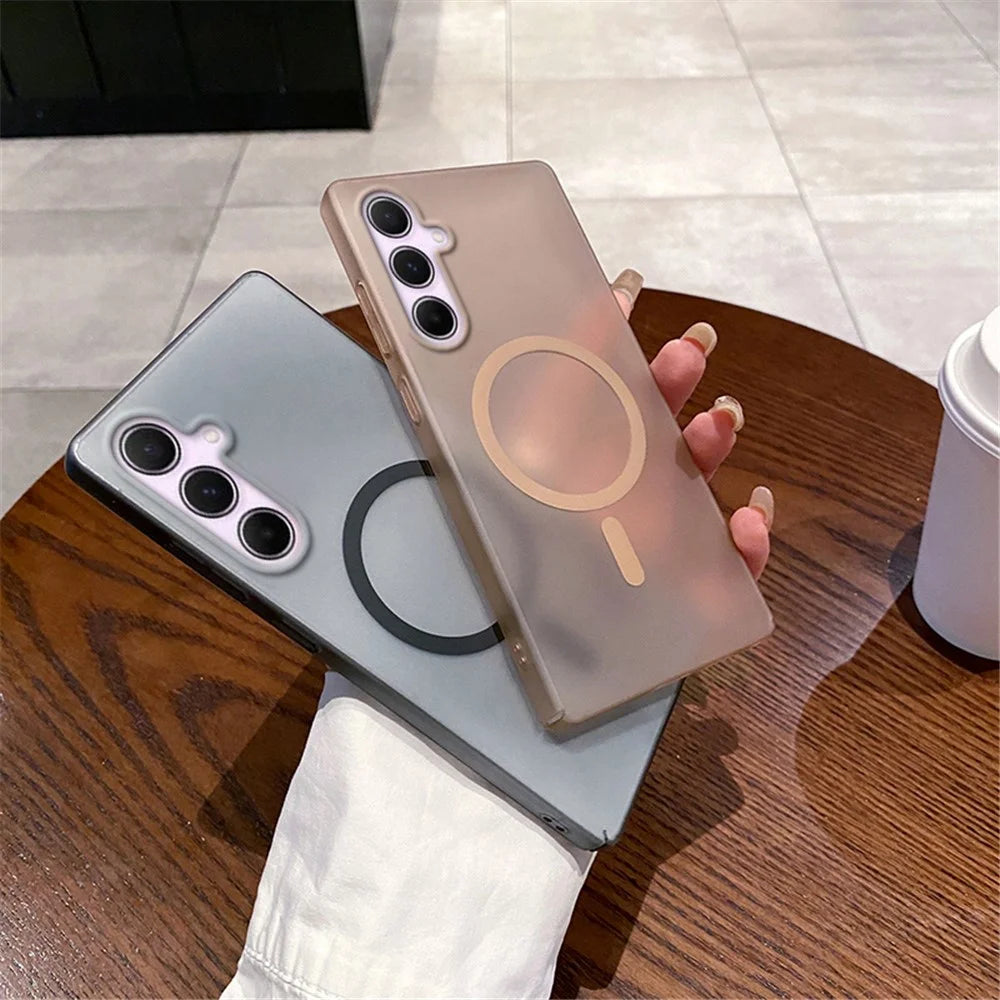 For Samsung Galaxy A56 5G Magnetic Case Frosted PC Phone Cover - Desert Gold - 4