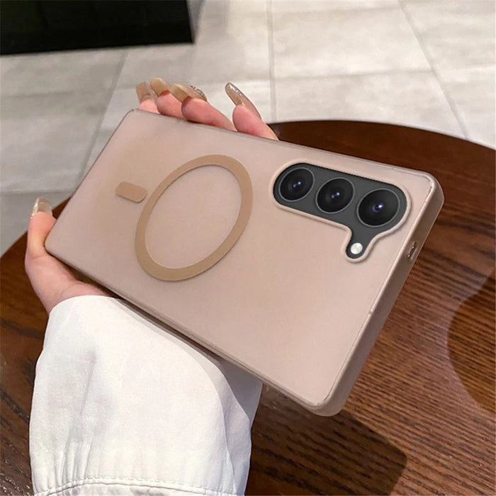 For Samsung Galaxy S23 Magnetic Case Frosted PC Phone Cover - Desert Gold - 2