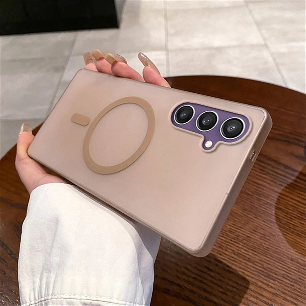 For Samsung Galaxy S24 Magnetic Case Frosted PC Phone Cover - Desert Gold - 2