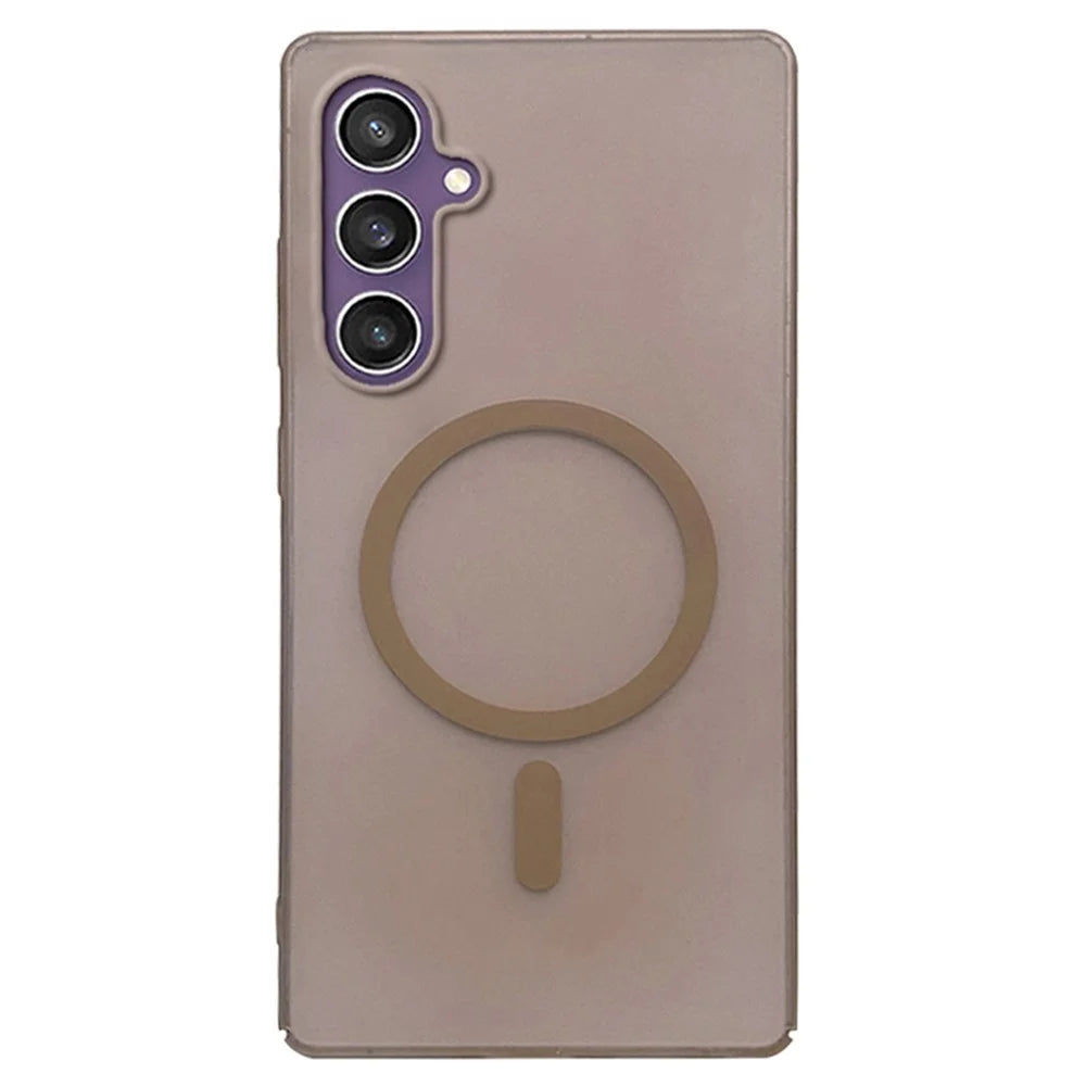 For Samsung Galaxy S25 Magnetic Case Frosted PC Phone Cover - Desert Gold - 1