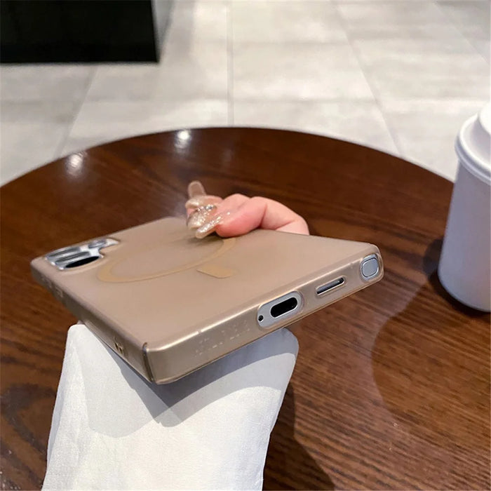 For Samsung Galaxy S25 Magnetic Case Frosted PC Phone Cover - Desert Gold - 5
