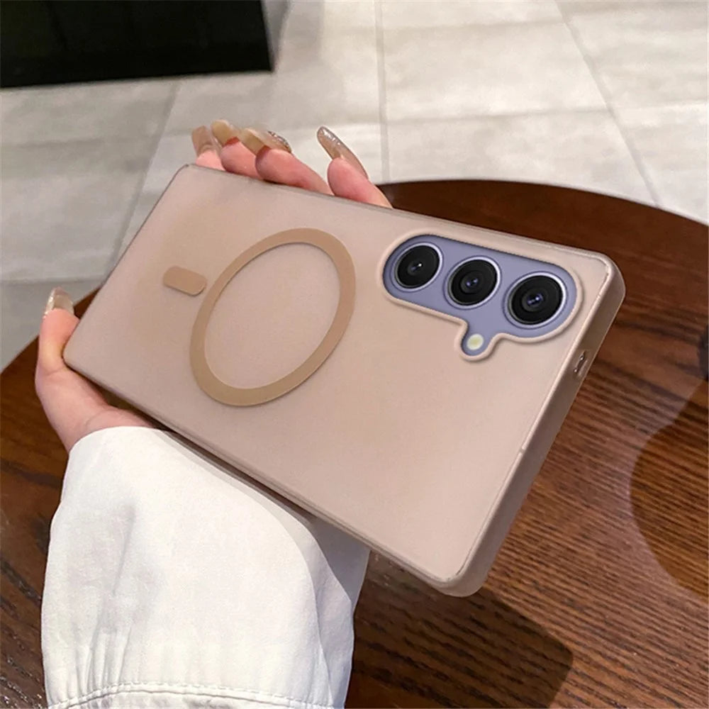 For Samsung Galaxy S25+ Magnetic Case Frosted PC Phone Cover - Desert Gold - 2