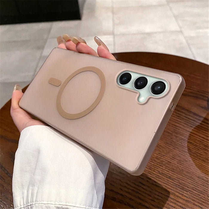 For Samsung Galaxy S24 FE Magnetic Case Frosted PC Phone Cover - Desert Gold - 2