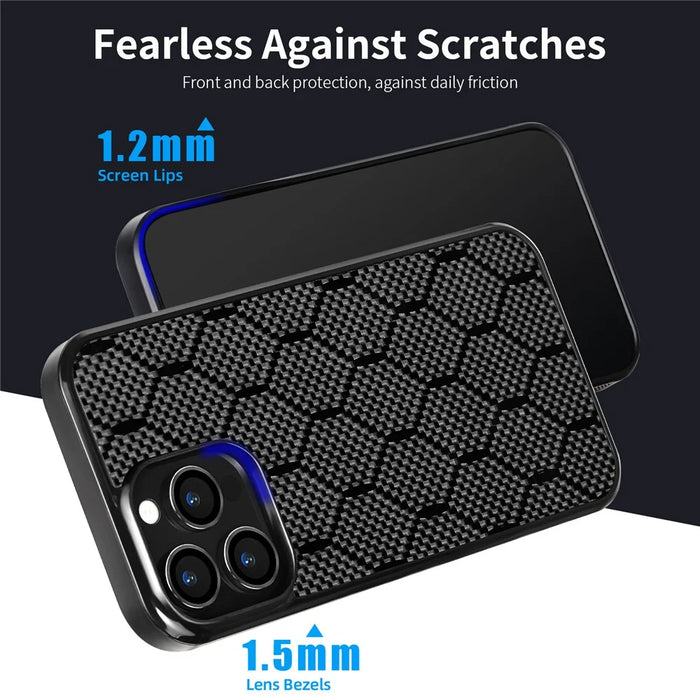 For iPhone 15 Pro Max Case Honeycomb Pattern Aramid Fiber + TPU Shockproof Phone Cover - 2