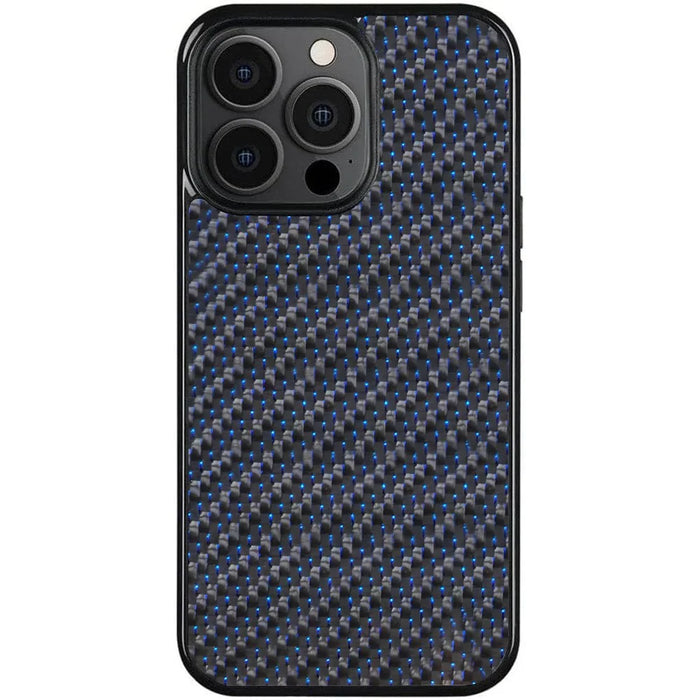 For iPhone 15 Pro Case Twill Texture Aramid Fiber + TPU Shockproof Phone Cover - Blue - 1