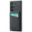 FIERRE SHANN For Samsung Galaxy S25 Ultra Case Card Holder Kickstand Leather RFID Blocking Back Cover - Black - 6