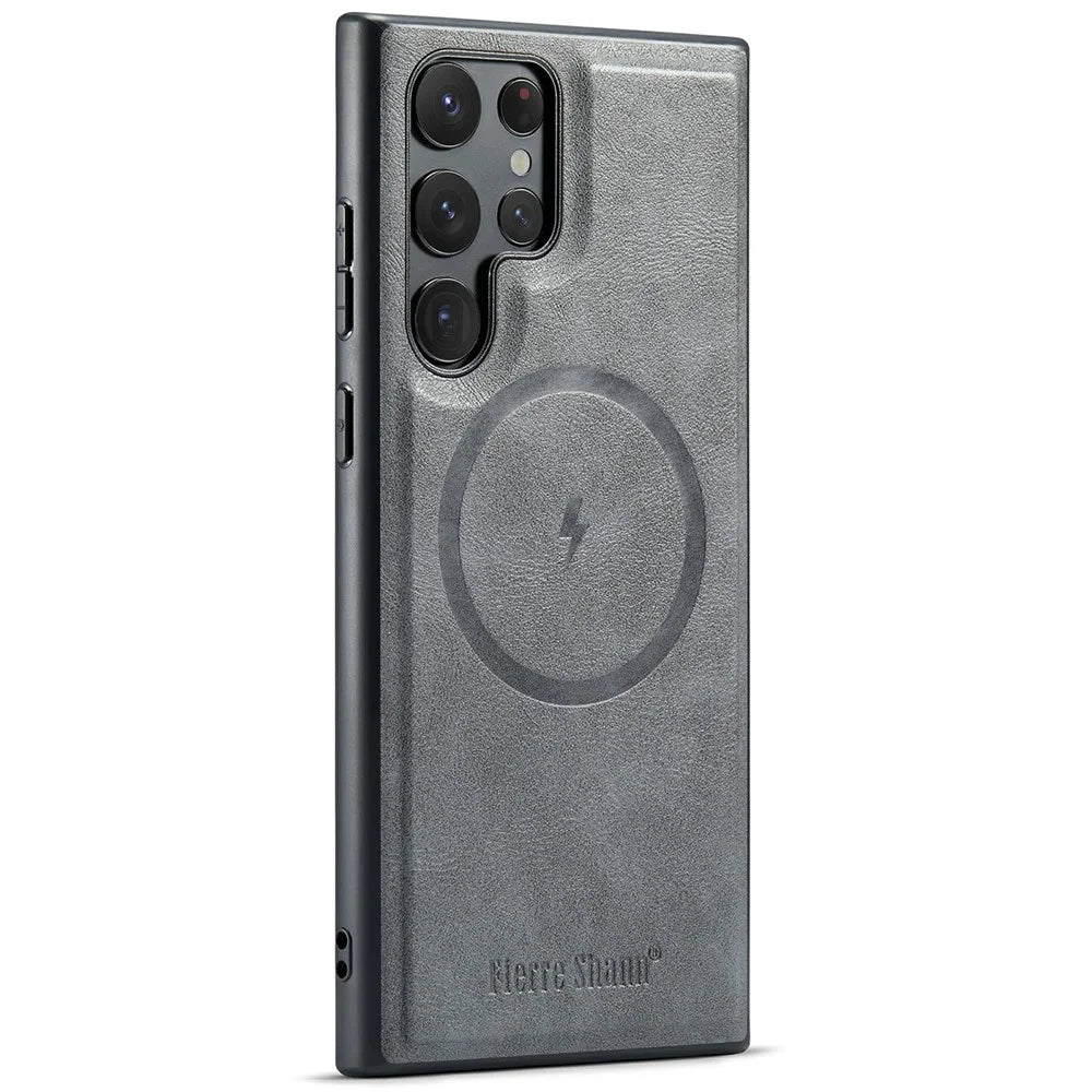 FIERRE SHANN 025 Style For Samsung Galaxy S25 Ultra Case Leather + TPU Detachable Card Slots Phone Cover - Grey - 5
