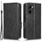 For Realme C22 4G Imprinted Triangle Pattern Leather Magnetic Flip Cover Stand Feature Hand Strap Wallet Purse Phone Case - Black - 1