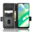 For Realme C22 4G Imprinted Triangle Pattern Leather Magnetic Flip Cover Stand Feature Hand Strap Wallet Purse Phone Case - Black - 2