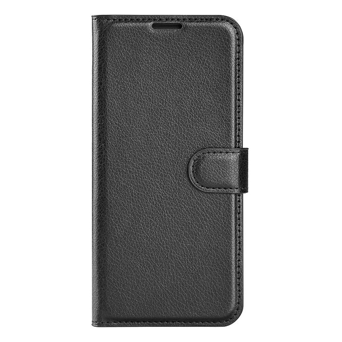 For Samsung Galaxy S25 Edge Case Litchi Texture Shockproof Leather Wallet Phone Cover - Black - 7