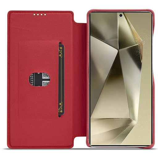 LC.IMEEKE For Samsung Galaxy S25 Ultra Case Card Holder Stand Leather Phone Cover - Red - 2