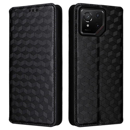 For Asus ROG Phone 9 Pro 5G / Phone 9 5G Case Wallet Rhombus Imprinted Leather Phone Cover - Black - 1