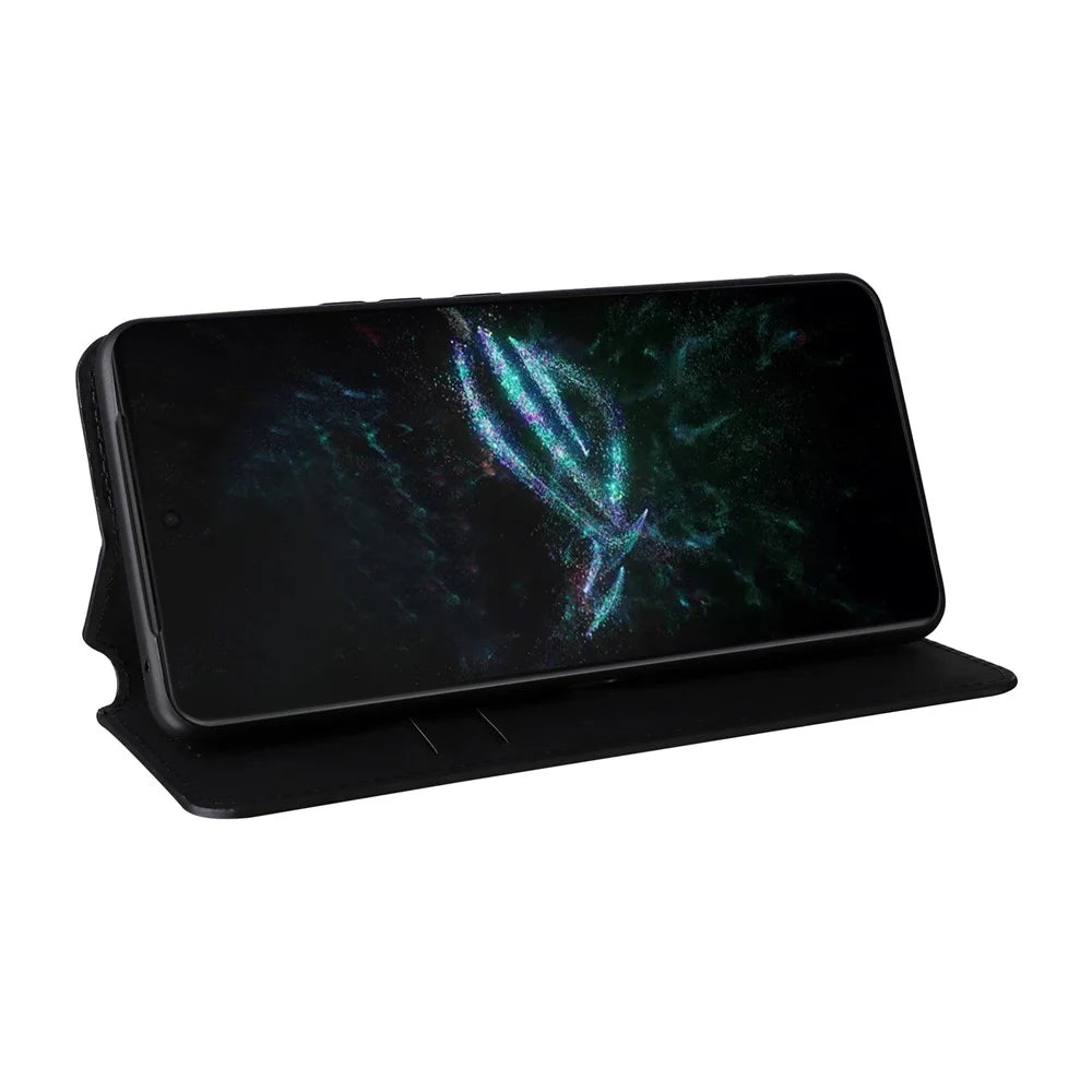 For Asus ROG Phone 9 Pro 5G / Phone 9 5G Case Wallet Rhombus Imprinted Leather Phone Cover - Black - 3