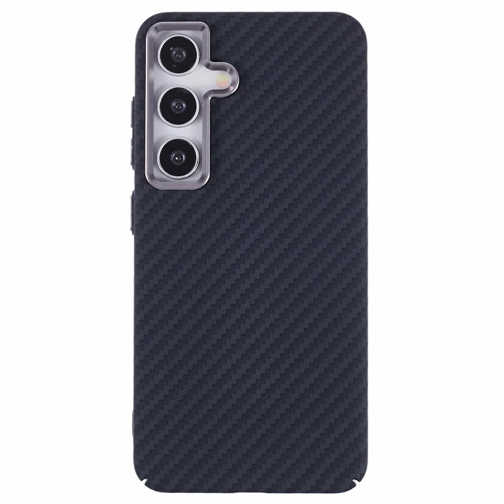 For Samsung Galaxy S25+ Magnetic Case Carbon Fiber Texture Water Transfer PC Phone Cover - Black - 3