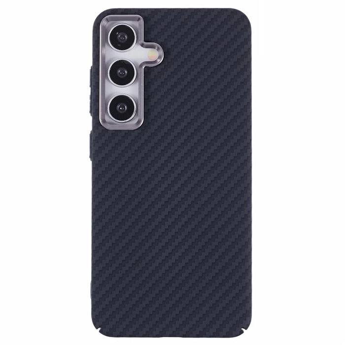 For Samsung Galaxy S25 Magnetic Case Carbon Fiber Texture Water Transfer PC Phone Cover - Black - 3