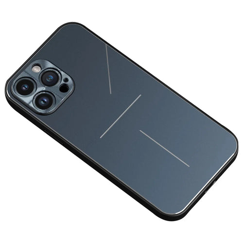 R-JUST RJ-52 Anti-drop Phone Case for iPhone 14 Pro, Ultra Slim Phone Shell with Three-line Design Aluminum Alloy + TPU Protective Back Cover - Blue - 1