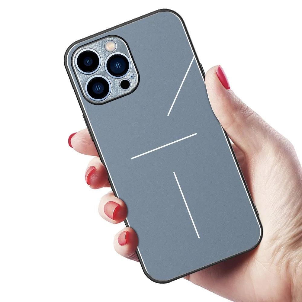R-JUST RJ-52 Anti-drop Phone Case for iPhone 14 Pro, Ultra Slim Phone Shell with Three-line Design Aluminum Alloy + TPU Protective Back Cover - Blue - 6