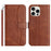 For iPhone 16 Pro Stand Case with Strap PU Leather Wallet Phone Cover S Shape Stitching Design - Coffee - 1