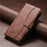 For iPhone 16 Pro Stand Case with Strap PU Leather Wallet Phone Cover S Shape Stitching Design - Coffee - 7