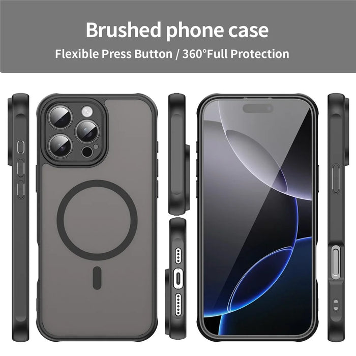 For iPhone 16 Pro Case Compatible with MagSafe Anti Drop PC + TPU Phone Cover - Black - 3