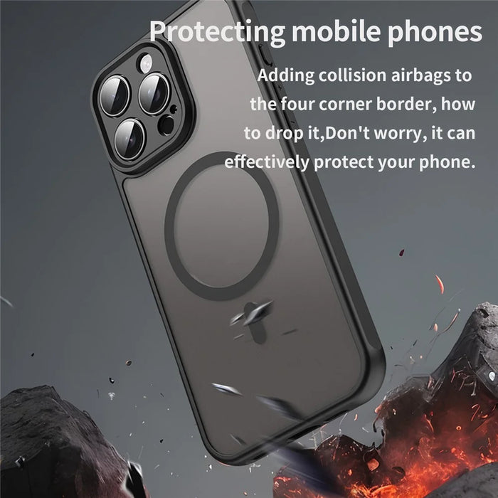 For iPhone 16 Pro Case Compatible with MagSafe Anti Drop PC + TPU Phone Cover - Black - 6