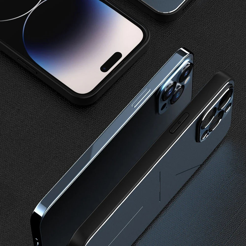 R-JUST RJ-52 for iPhone 14 Pro Max Ultra Slim Phone Case with Three-line Design Precise Cutouts Shockproof Protective Back Cover - Blue - 4