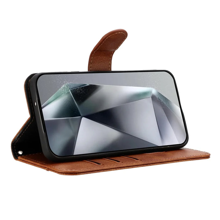For Sony Xperia 10 VI Stand Case with Strap PU Leather Wallet Phone Cover S Shape Stitching Design - Brown - 2